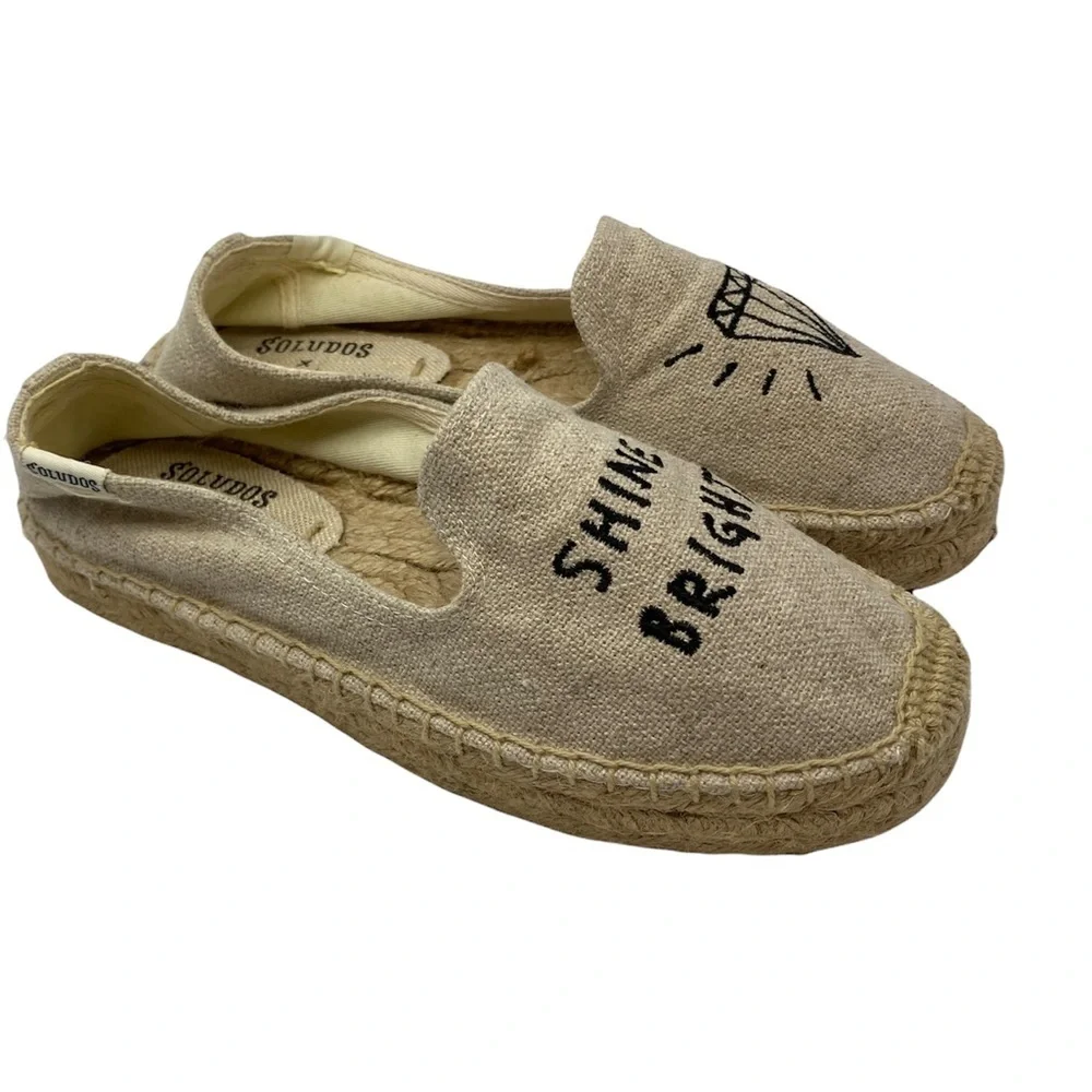 Soludos x‎ Marc John Beige Cream  Flat Slip-on  Espadrilles women’s size 5